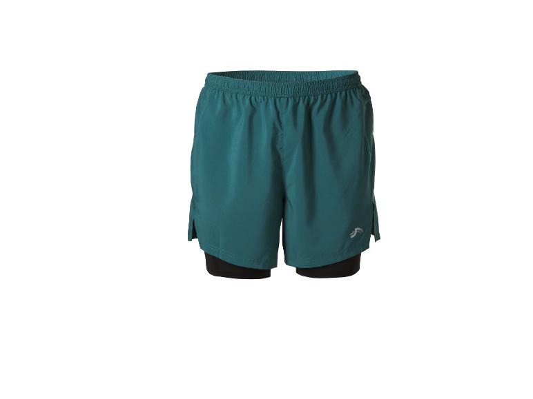 Petrolgrüne Sportshorts mit integrierter schwarzer Innenhose