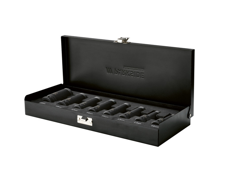 Ein Satz mit 8 Bakside-Steckschlüsseln in einem schwarzen Koffer.