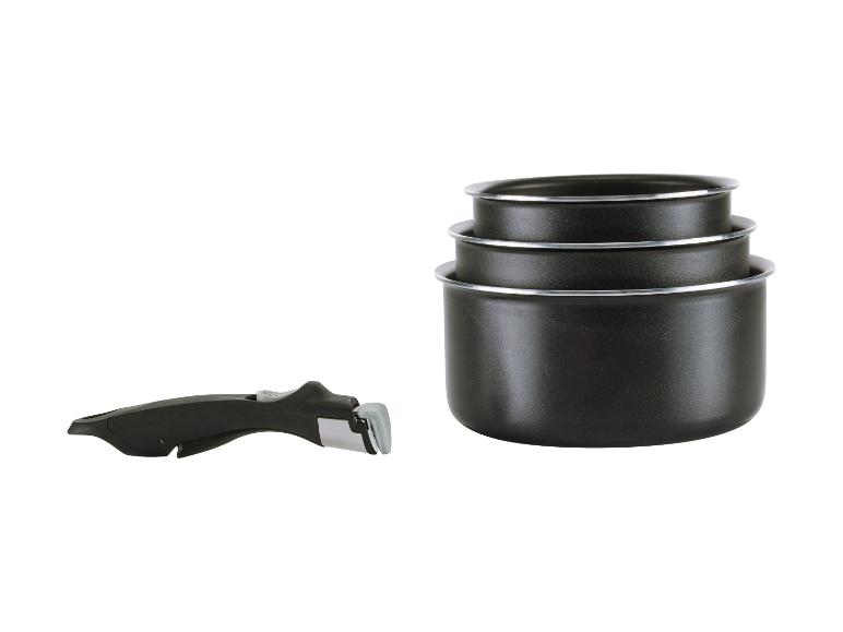 Set schwarzer Töpfe mit abnehmbarem Griff