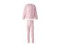 Rosa Mädchen-Pyjama-Set mit Schleifenmuster-Sweatshirt und gerippter langer Hose.