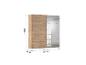 Schwebetürenschrank aus Holz und Spiegel, 229x225x62 cm.