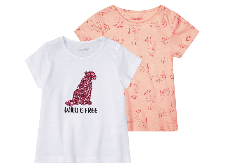Gehe zu Vollbildansicht: lupilu® Kleinkinder T-Shirts, 2 Stück, aus reiner Baumwolle - Bild 2