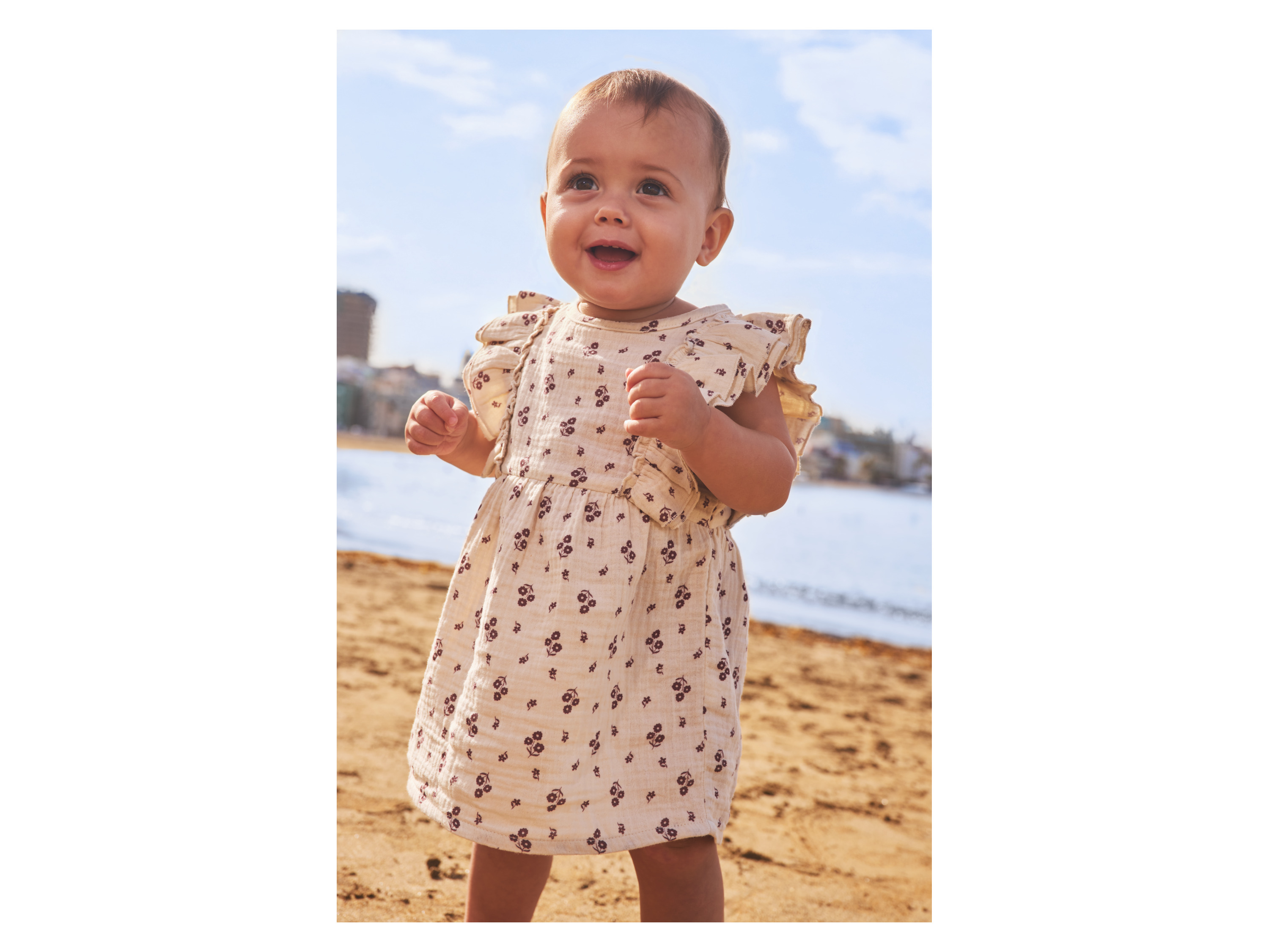 LUPILU® Baby Mädchen Kleid Musselin (Creme, 50/56) – Bild 2 von 4