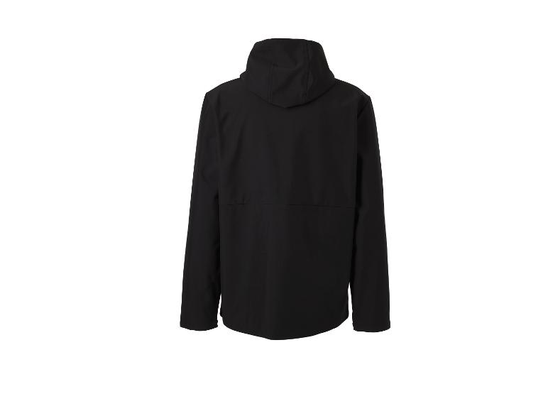 Schwarze Kapuzenjacke, von hinten gesehen.