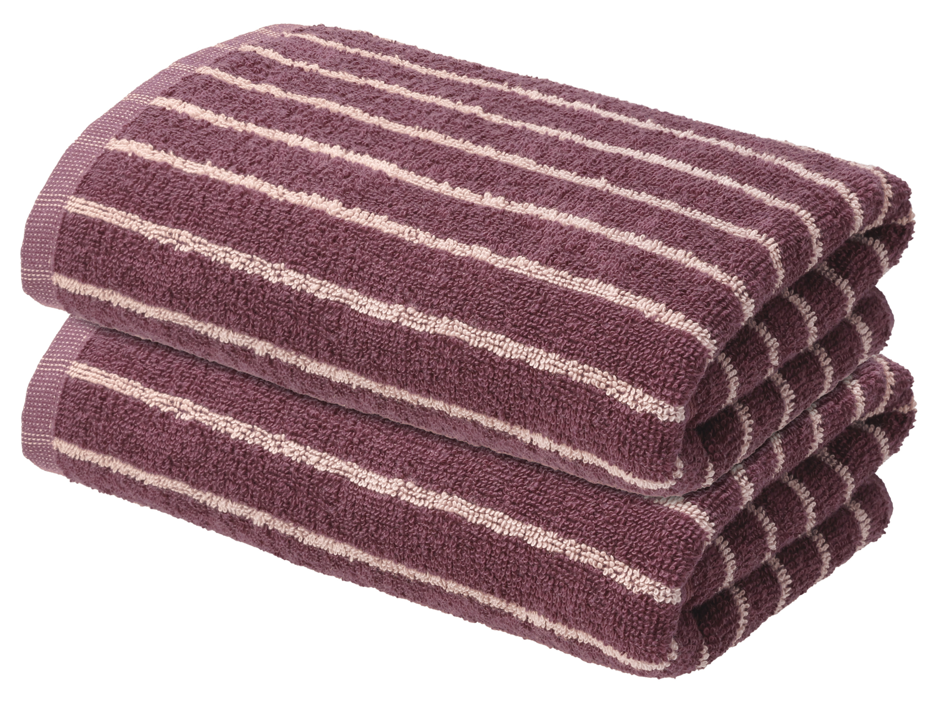 LIVARNO® Frottier-Handtücher, 2 Stück, 50 x 100 cm (Bordeaux)