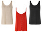 Beige, rotes und schwarzes Leinen-Tanktop.