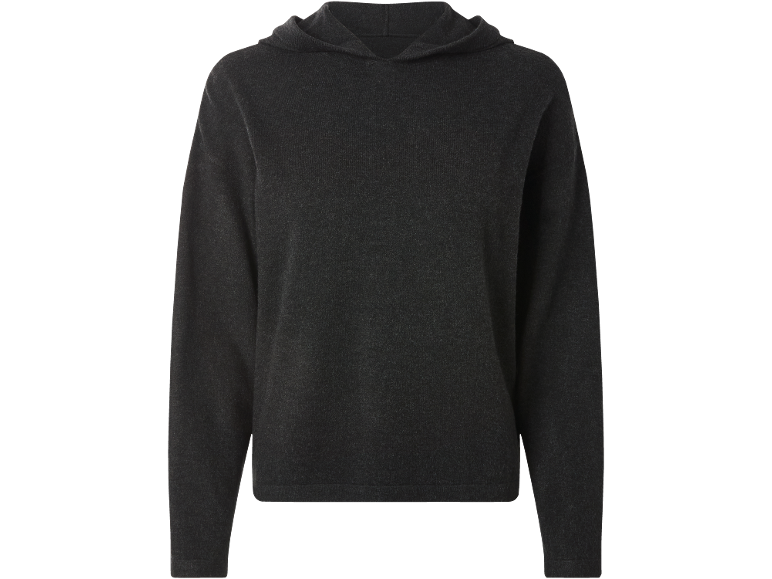 Dunkelgrauer Strick-Hoodie.