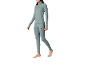 Damen-Thermo-Unterwäsche-Set in Grau: Langarm-Rollkragenpullover und Leggings.