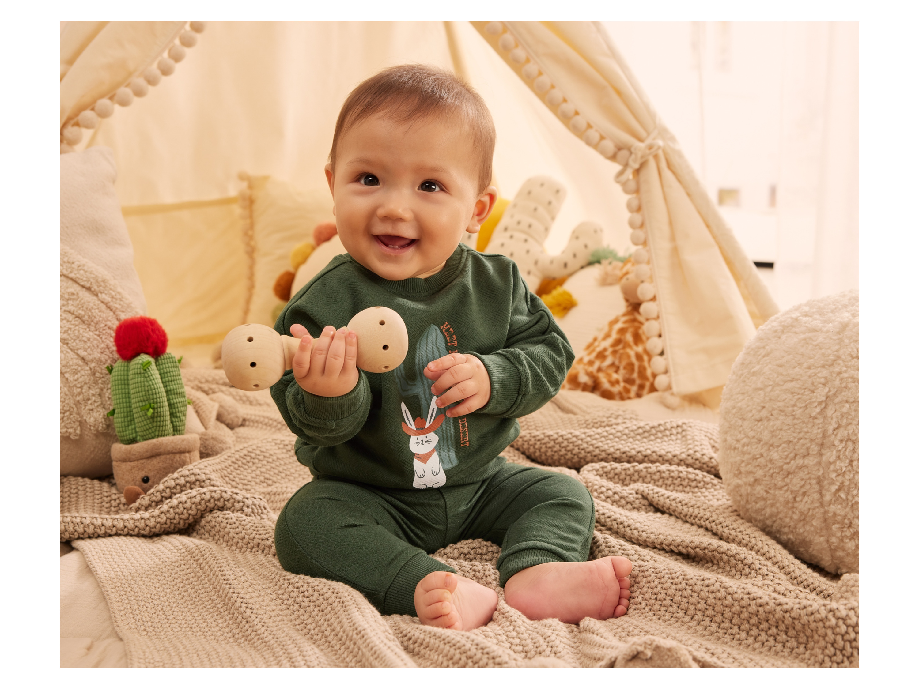 Thumbnail - lupilu® Baby Jogginganzug aus reiner Bio-Baumwolle (Dunkelgrün, 62/68)