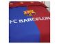 Blau-roter Bettbezug mit Fußballclub-Logo und Text