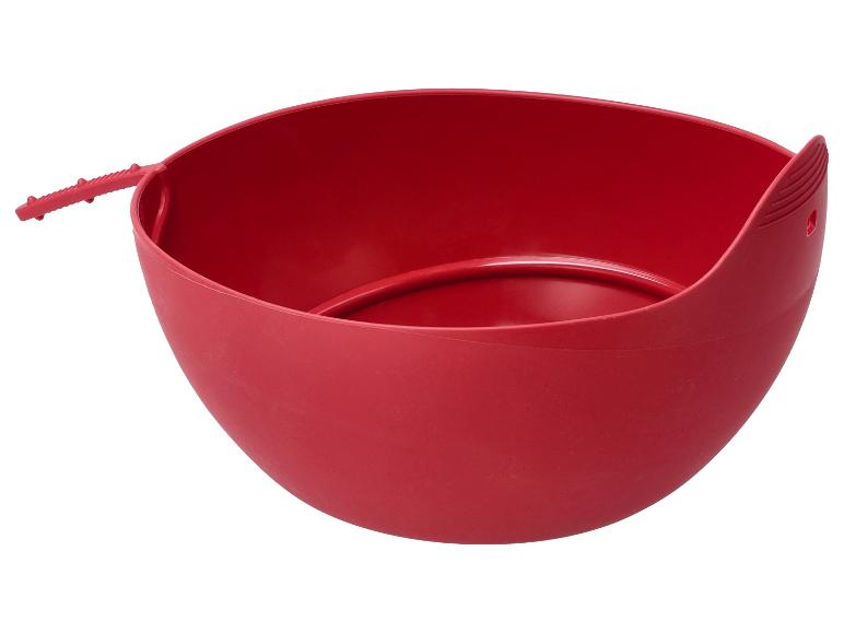 Rote Silikon Schüssel mit Griff.