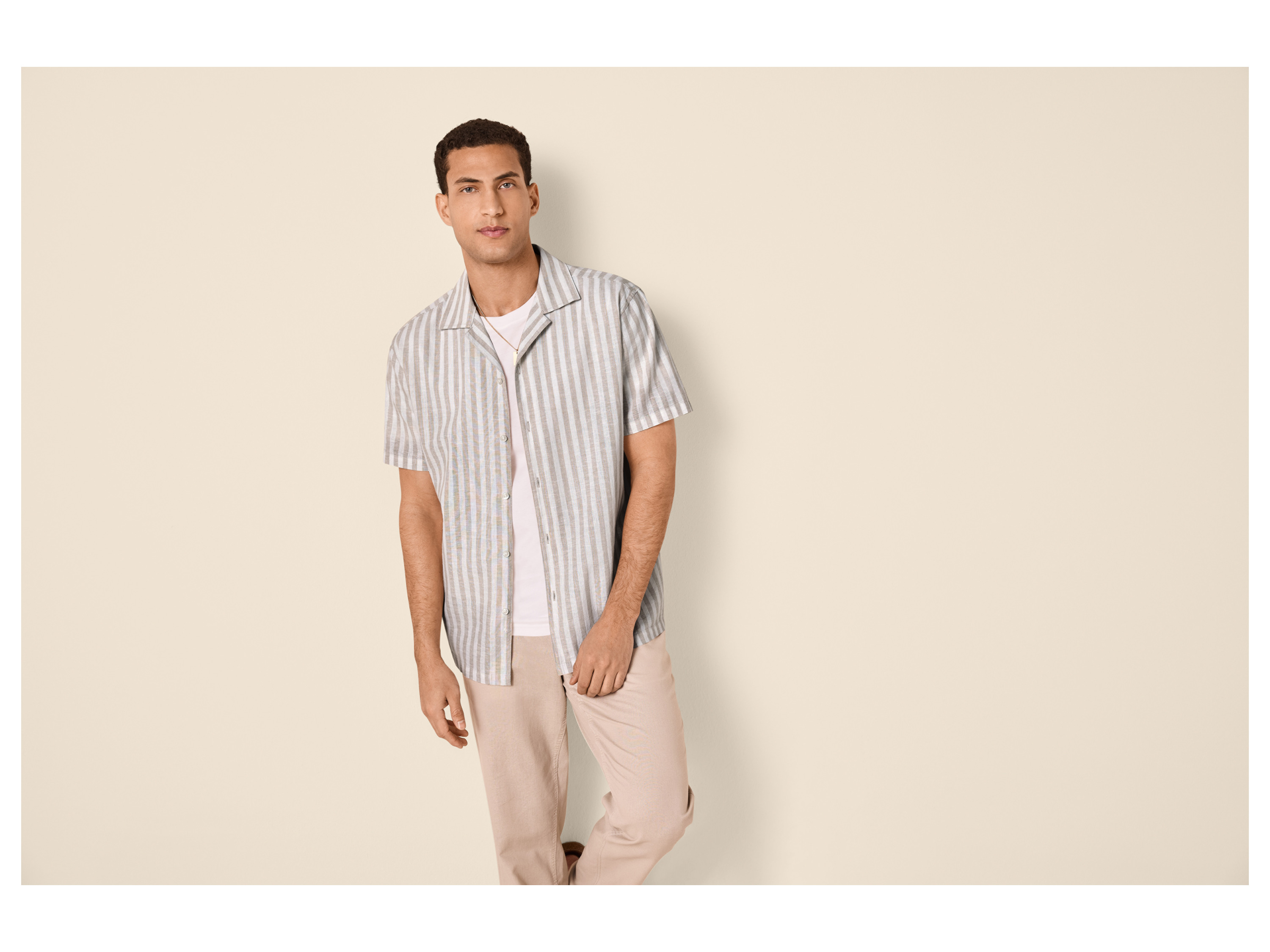 ESMARA MEN Herren Hemd mit Leinen (Streifen, L(41/42)) – Bild 2 von 4