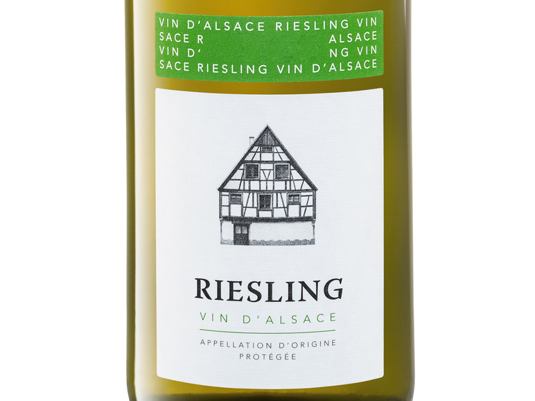 Eine Flasche Riesling-Wein aus dem Elsass.