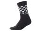 Schwarze Socken mit weißem Karomuster und Logo