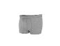 Graue Baumwoll-Boxershorts mit elastischem Bund.