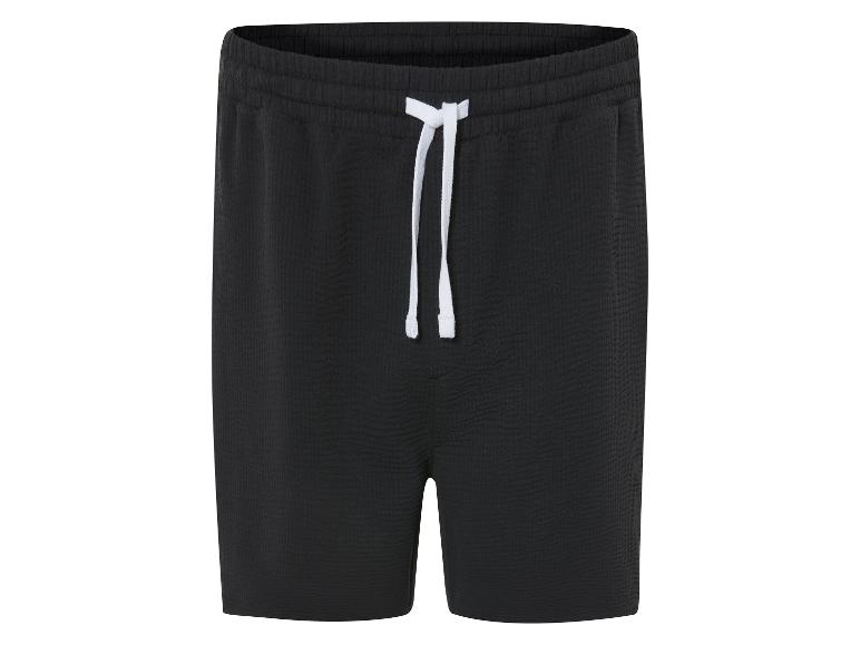 Schwarze Shorts mit weißem Kordelzug.