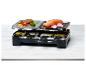 Raclette-Grill mit Steinplatte und Pfännchen, mit Fleisch, Fisch und Gemüse