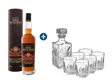 Ben Bracken Speyside Single Malt Scotch Whisky 30 Jahre + BORMIOLI ROCCO Whiskygläser-Set Selecta, 7-teilig