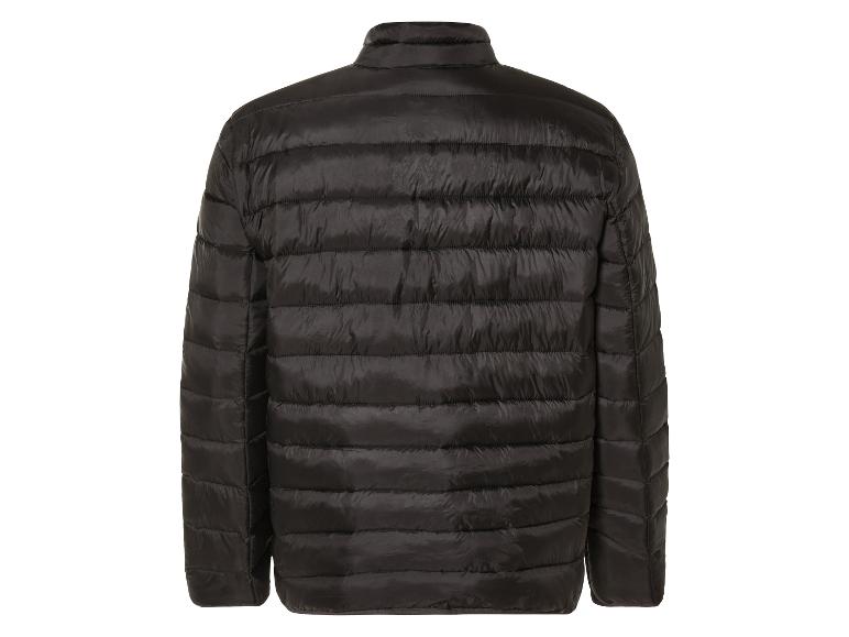 Schwarze gesteppte Daunenjacke von hinten gezeigt.