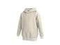 Beiger Hoodie mit Kängurutasche und gerippten Bündchen und Saum.