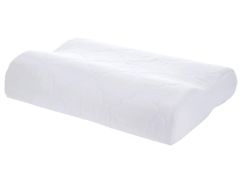 Weißes ergonomisches Memory-Schaum-Kissen zur Nackenstütze.