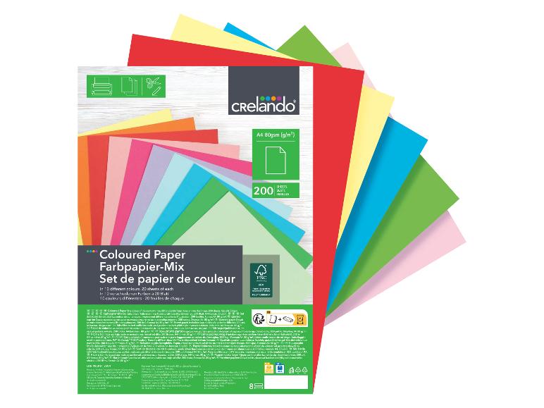 Crelano Farbpapier-Mix A4 80gsm, 200 Blatt in 10 Farben