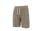 Khakifarbene Sweatshorts mit weißem Kordelzug.