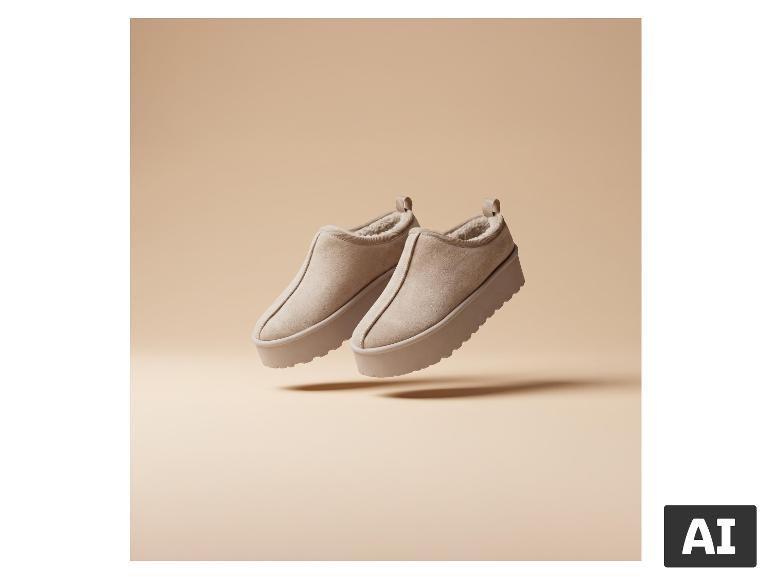ESMARA® Damen Hausschuhe in Beige mit Plateausohle [KI-generiertes Bild]