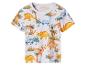 Weißes kurzärmeliges Kinder-T-Shirt mit Dinosaurier- und Palmenprint.