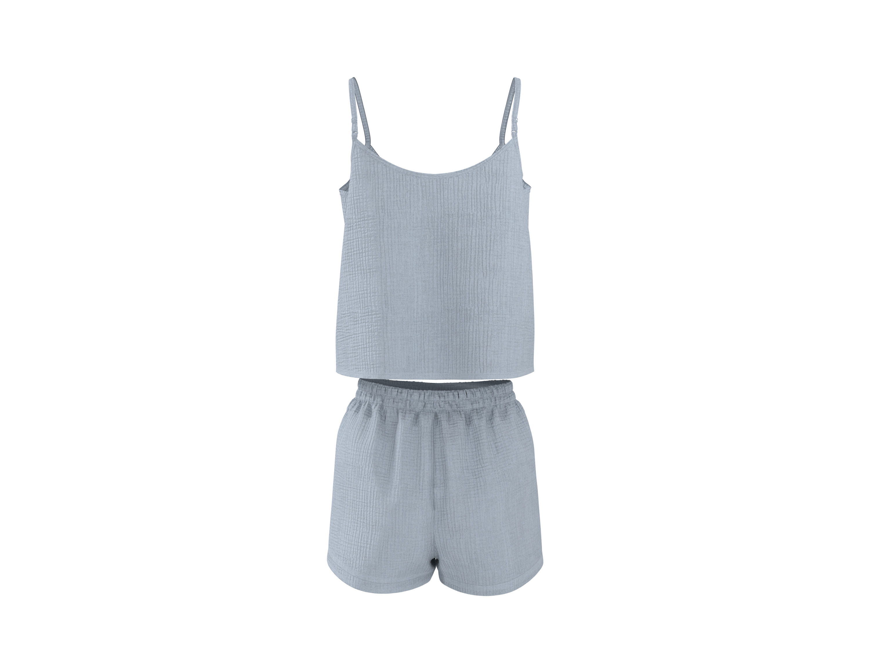 ESMARA® Damen Shorty Musselin-Pyjama (Blau, L (44/46)) – Bild 4 von 4