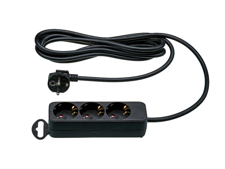 TRONIC® schwarze 3-fach Steckdosenleiste mit 16A 250V Stecker und Kabel