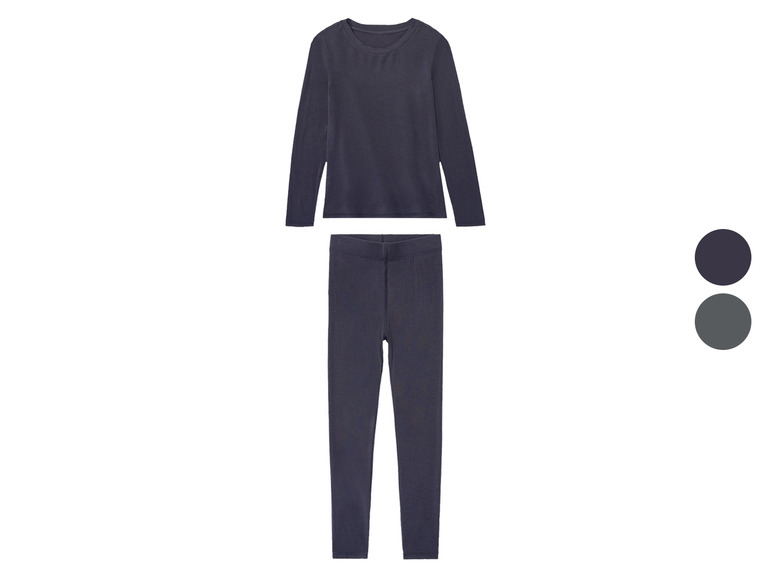 Ein dunkelblaues Langarm-Unterhemd und dazu passende lange Unterhose.