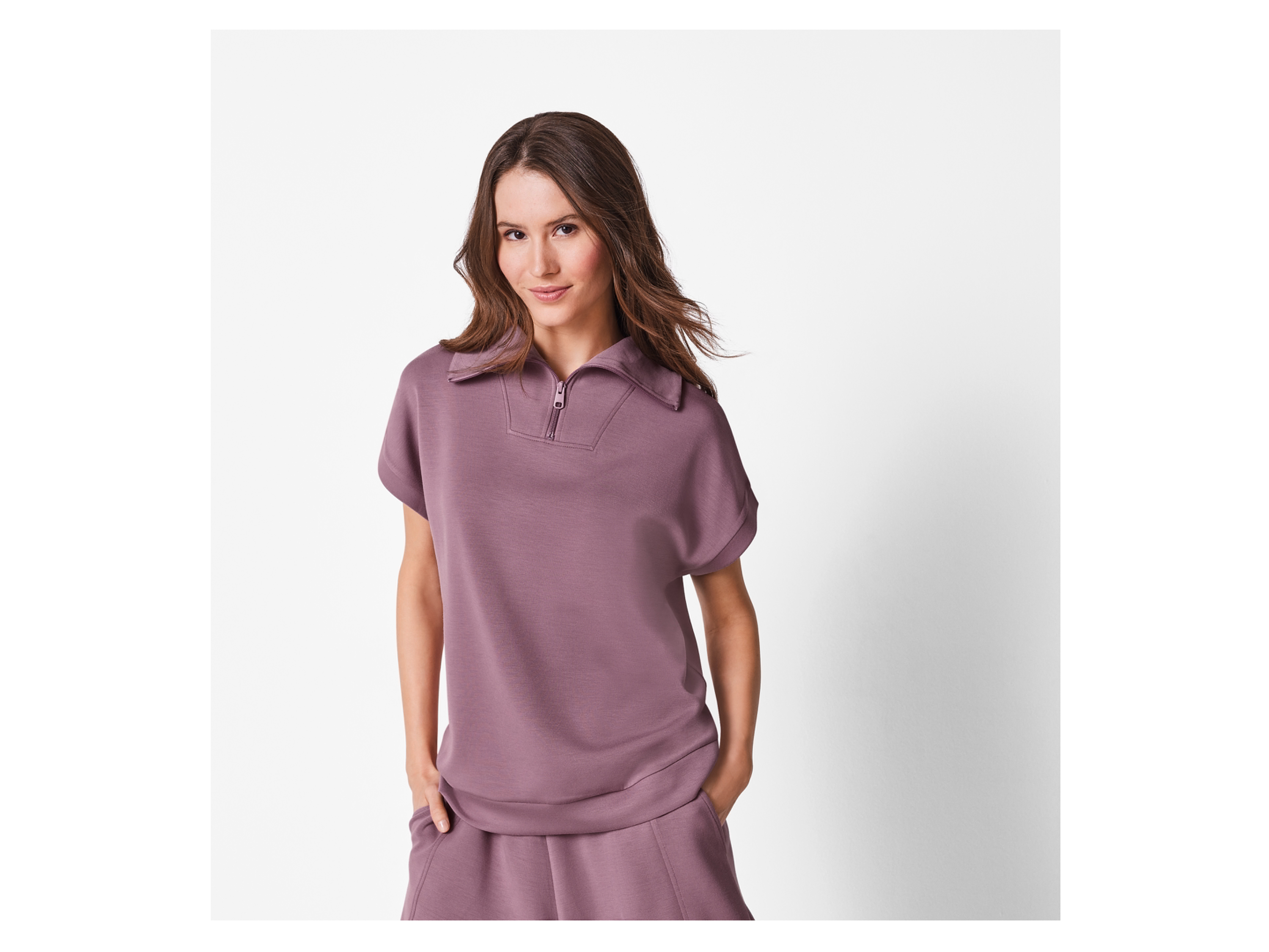 Thumbnail - esmara® Damen Sweatshirt, mit Half-Zip (Rose, XS(32/34))