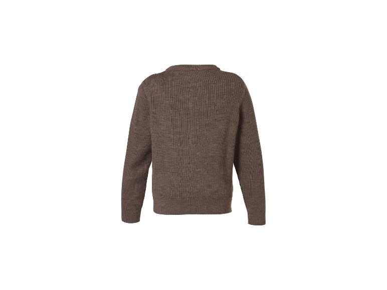 LUPILU® Premium Kinder Strickjacke: Brauner gerippter Kinderpullover, Rückansicht.