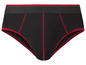 Schwarze Unterhose mit rotem Saum.