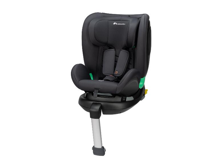 Schwarzer Kindersitz mit Fünfpunktgurt und Stützfuß