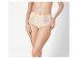 Beigefarbene High-Waist-Slip mit Spitze.