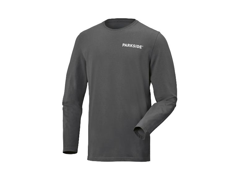 Graues Herren-Langarmshirt mit „PARKSIDE“-Schriftzug auf der Brust.