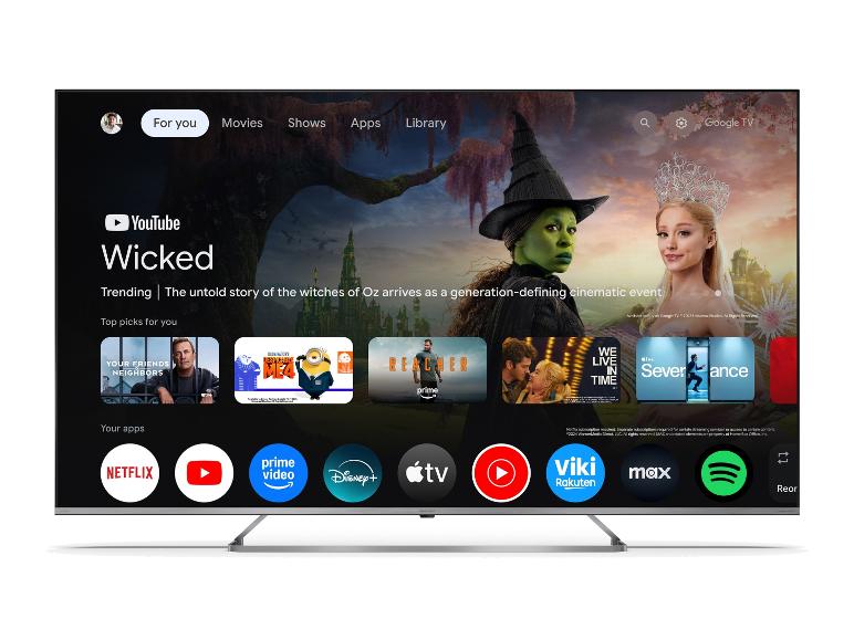 Smart-TV mit Startbildschirm, der Filme und Streaming-Apps anzeigt.