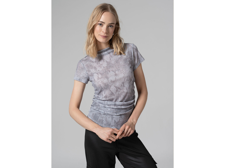 Gehe zu Vollbildansicht: esmara® Damen Mesh-T-Shirt mit modischem Snake-Print, grau - Bild 4