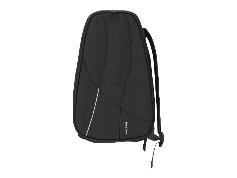 Schwarzer Sportrucksack mit einem Riemen und weißem Akzent