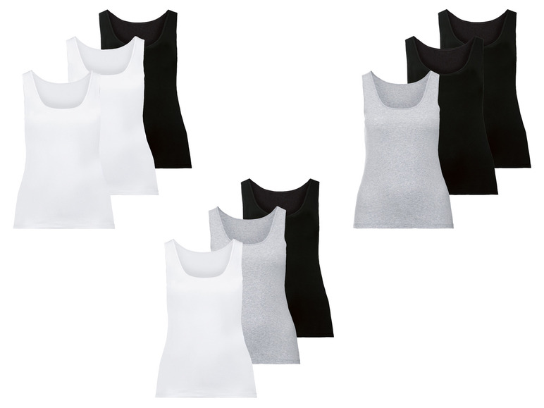 Gehe zu Vollbildansicht: esmara Damen Achselhemd, 3 Stück, mit hohem Baumwollanteil - Bild 1