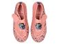 Paar rosa Kinder-Wasserschuhe mit Eiskönigin-Charakteren und Blumenmustern, Aufschrift „Together We Lead“