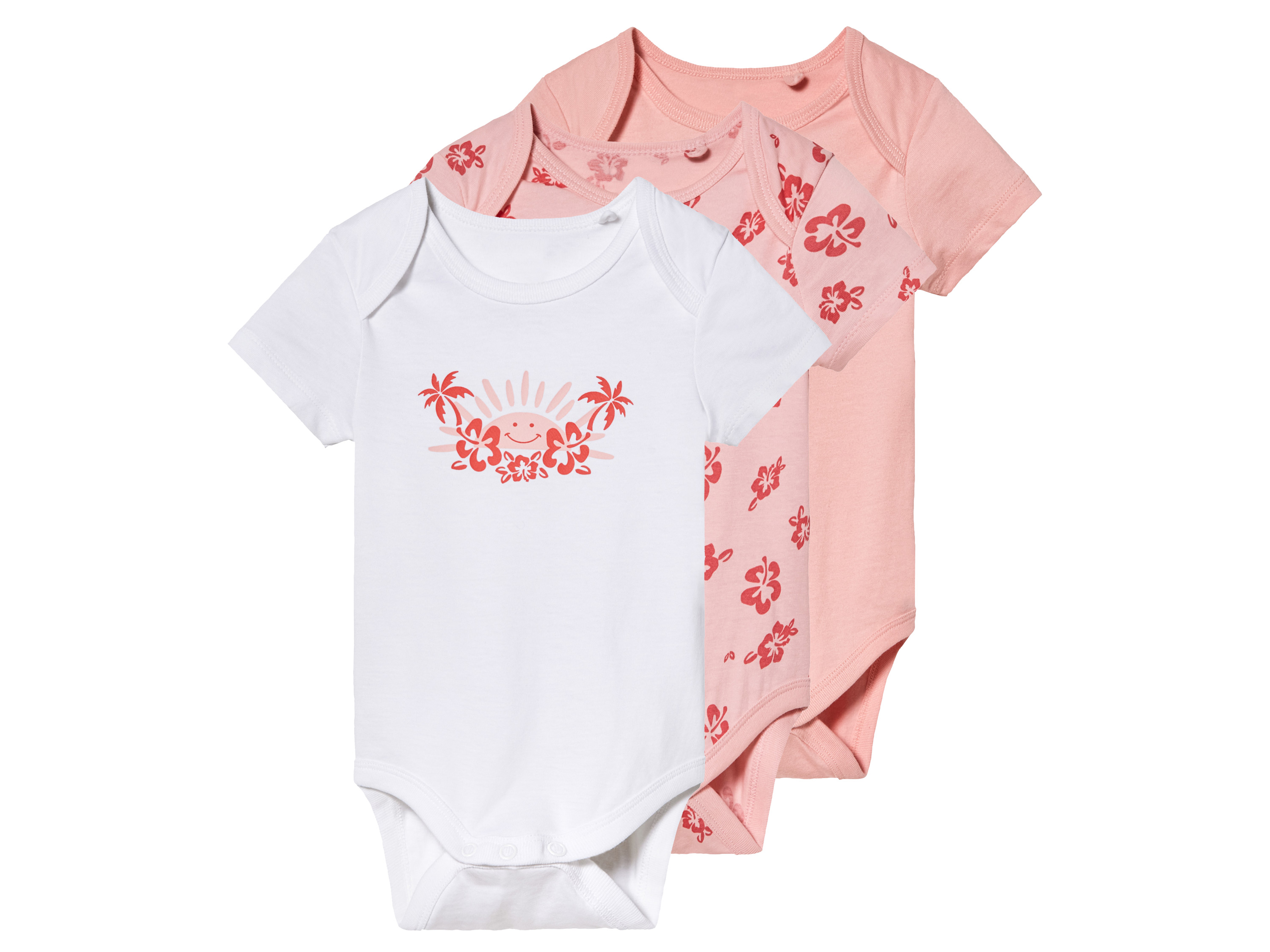 lupilu® Baby Bodies, 3 Stück, kurzarm (74/80, rosa/weiß) | 04335633063600