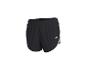 Schwarze Sportshorts mit grauen Einsätzen und weißem Logo.