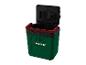 Grüne Parkside Kühlbox mit geöffnetem Deckel.
