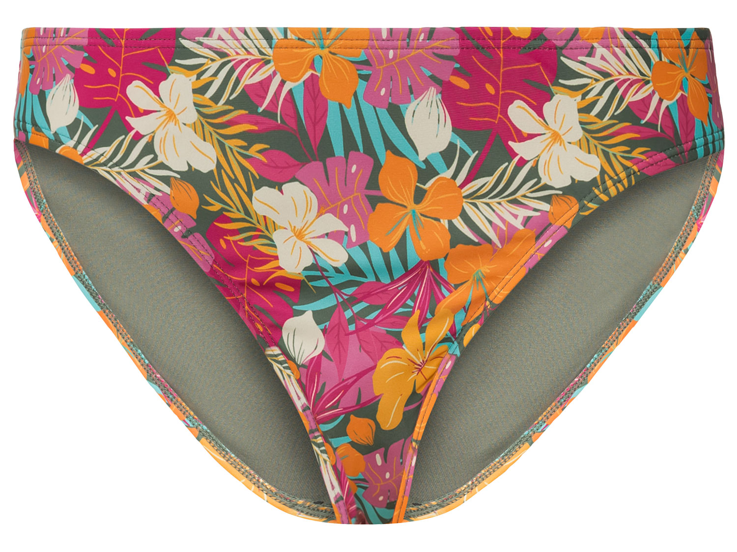 esmara® Damen Bikini Unterteil Slip (Blume/roas/orange, 36) | 04055334797979