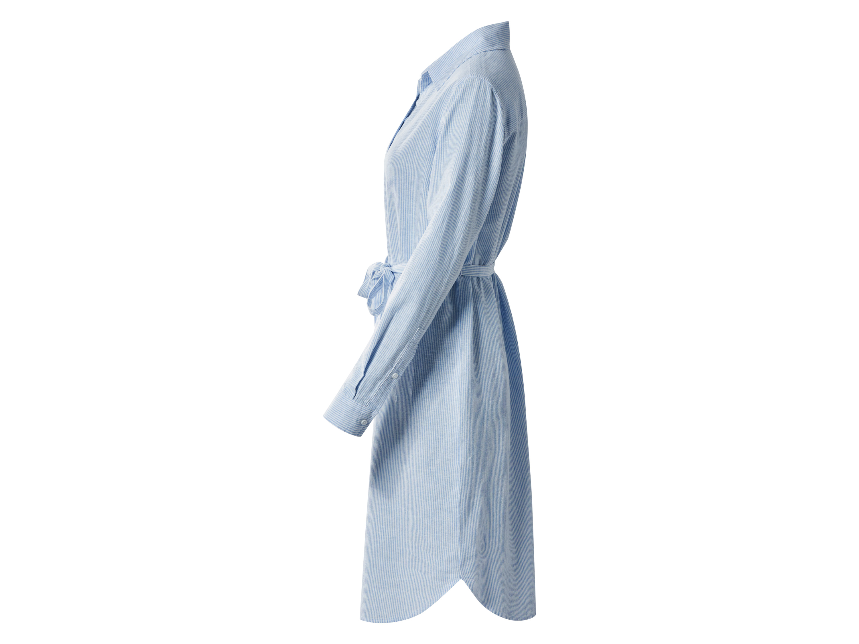 ESMARA® Damen Kleid mit Leinen (Blau/Weiß, L (44/46)) – Bild 4 von 4