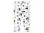 Weiße Mädchen-Leggings mit Zeichentrickfigur und farbigem Punktmuster.