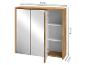Badezimmerschrank mit Spiegel und Regalen, Eichenholzoptik, 65x60x17 cm.